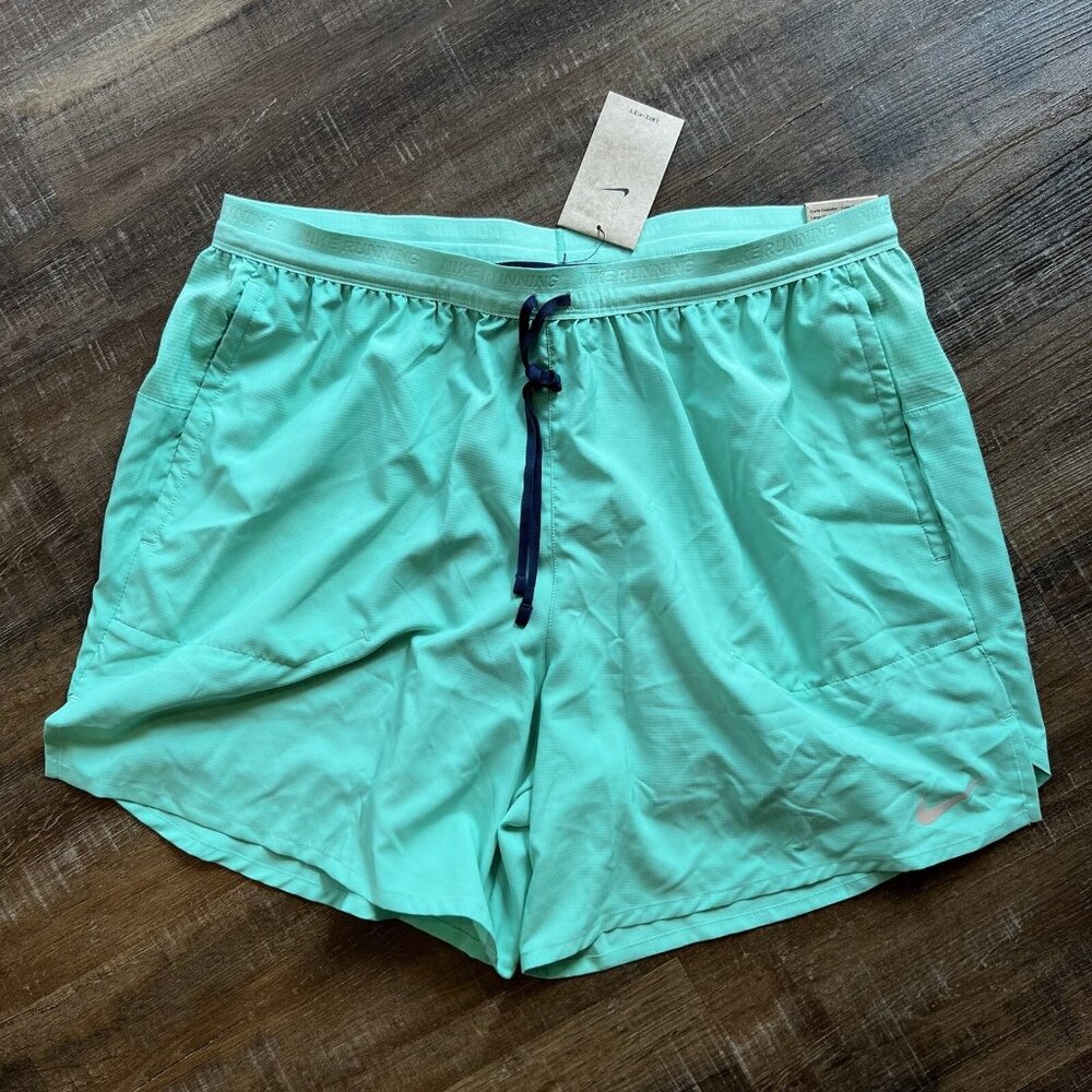 Nike Shorts 2XL Mens Dri Fit Stride 7" Green Navy Lined $65